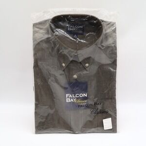 Falcon Bay Classics Shirt Mens M 15-15.5 Vintage Brown Micro-Check Button Down